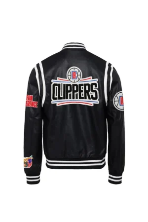 Men's LA Clippers Jeff Hamilton Black Vegan Leather Full-Snap Jacket