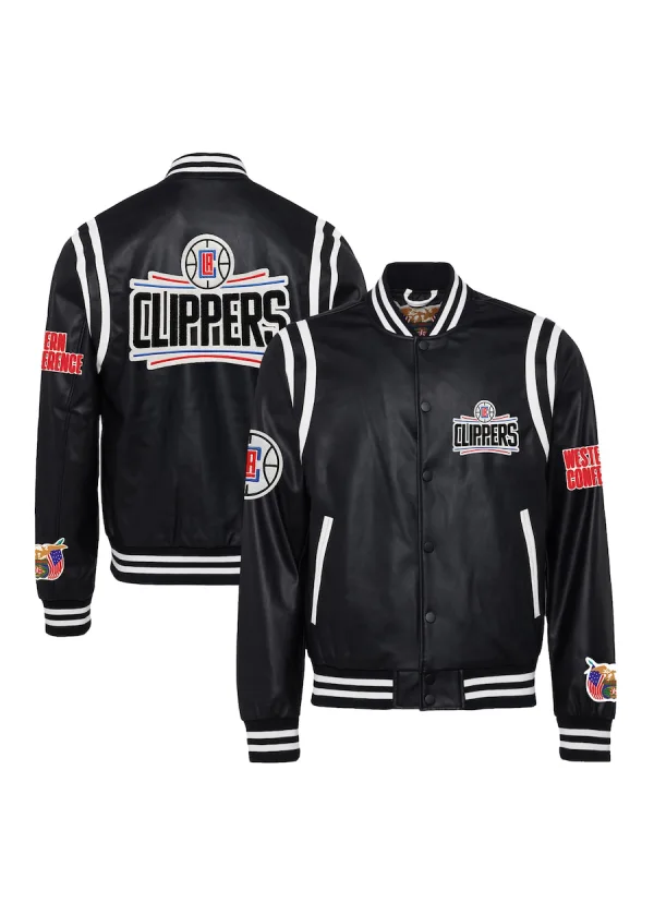 Men's LA Clippers Jeff Hamilton Black Vegan Leather Full-Snap Jacket 1 Men's LA Clippers Jeff Hamilton Black Vegan Leather Full-Snap Jacket