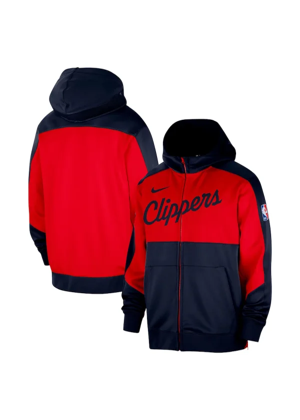 Men's LA Clippers Nike Navy Authentic On-Court Showtime Performance Full-Zip Hoodie 1 Men's LA Clippers Nike Navy Authentic On-Court Showtime Performance Full-Zip Hoodie