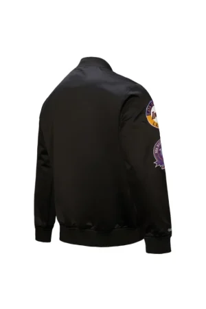 Men's Los Angeles Lakers Mitchell & Ness Black Blackout Collection Vintage Full-Snap Satin Jacket