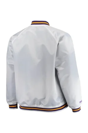 Men's Los Angeles Lakers Mitchell & Ness White Big & Tall Hardwood Classics Raglan Satin Full-Snap Jacket