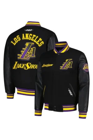 Men's Los Angeles Lakers Pro Standard Black 2024/25 City Edition Wool Varsity Full-Zip Jacket