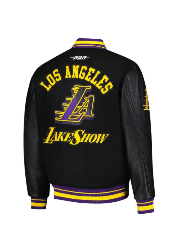 Men's Los Angeles Lakers Pro Standard Black 2024/25 City Edition Wool Varsity Full-Zip Jacket 2 Men's Los Angeles Lakers Pro Standard Black 2024/25 City Edition Wool Varsity Full-Zip Jacket - Image 2