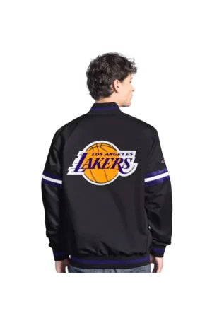 Men's Los Angeles Lakers Starter Black Scout Varsity Full-Snap Jacket