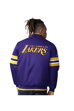Men's Los Angeles Lakers Starter Purple Scout Varsity Satin Full-Snap Jacket