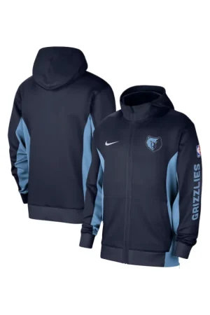 Men's Memphis Grizzlies Nike Navy 2023/24 Authentic Showtime Full-Zip Hoodie