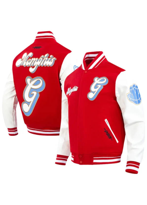 Men's Memphis Grizzlies Pro Standard Red/White 2024/25 City Edition Wool Varsity Full-Zip Jacket 1 Men's Memphis Grizzlies Pro Standard Red/White 2024/25 City Edition Wool Varsity Full-Zip Jacket