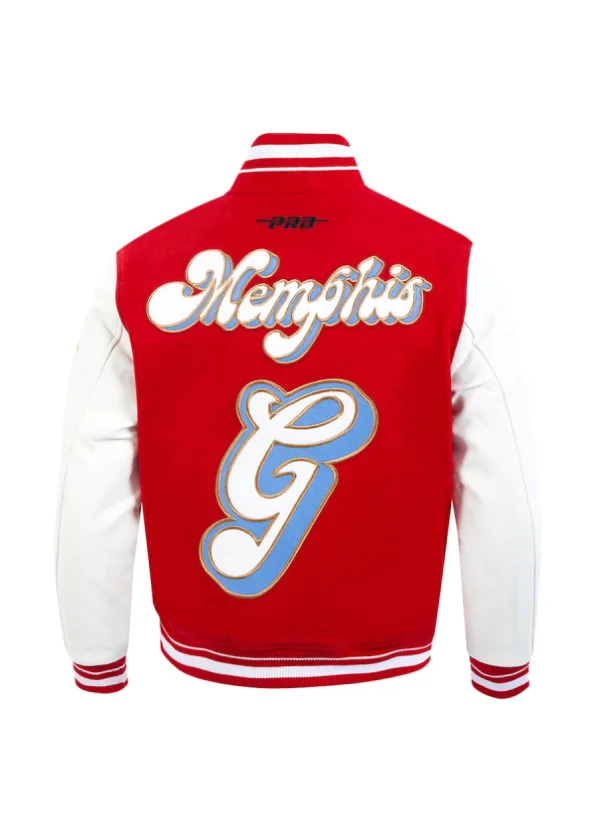 Men's Memphis Grizzlies Pro Standard Red/White 2024/25 City Edition Wool Varsity Full-Zip Jacket 2 Men's Memphis Grizzlies Pro Standard Red/White 2024/25 City Edition Wool Varsity Full-Zip Jacket - Image 2