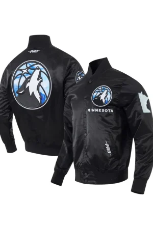Men's Minnesota Timberwolves Pro Standard Black 2024/25 City Edition Chenille Satin Full-Snap Jacket