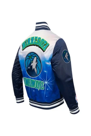 Men's Minnesota Timberwolves Pro Standard Navy Sublimated Satin Full-Snap Jacket
