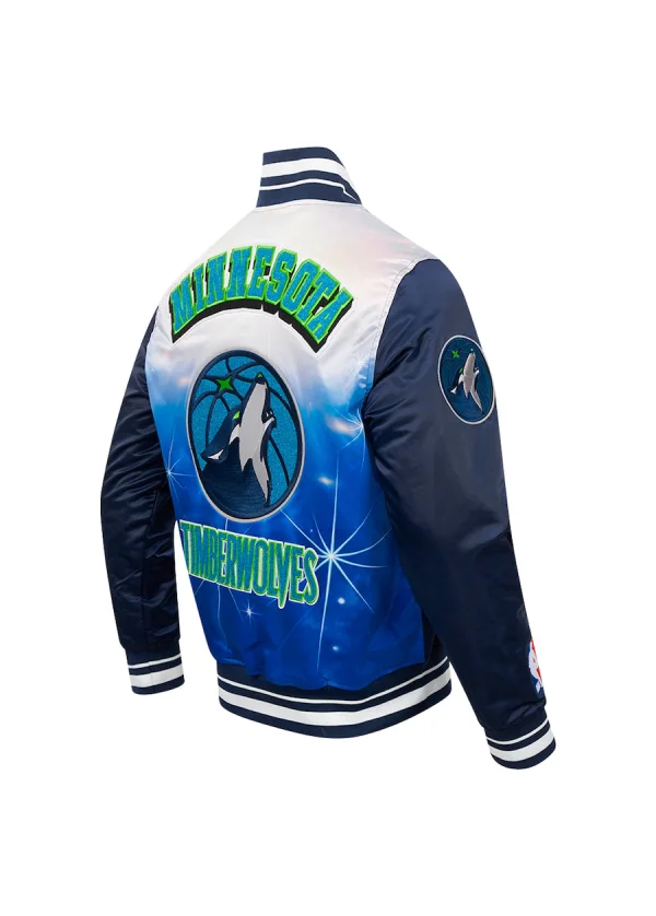 Men's Minnesota Timberwolves Pro Standard Navy Sublimated Satin Full-Snap Jacket 2 Men's Minnesota Timberwolves Pro Standard Navy Sublimated Satin Full-Snap Jacket - Image 2