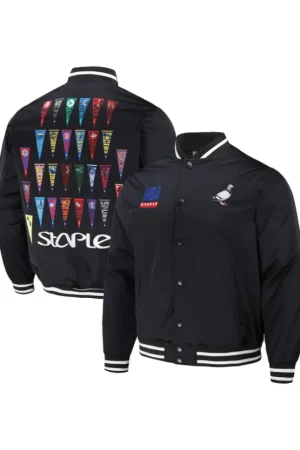 Men's NBA x Staple Black All Teams Pennant Woven Full-Snap Jacket