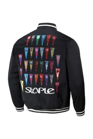 Men's NBA x Staple Black All Teams Pennant Woven Full-Snap Jacket