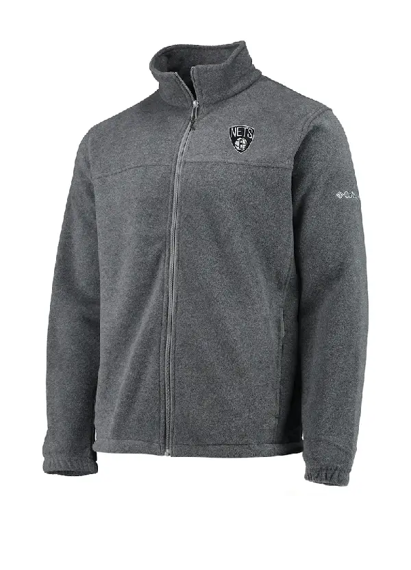 Men's Brooklyn Nets Columbia Heathered Charcoal Flanker Full-Zip Jacket 2 Men's Nets Columbia Charcoal Flanker Full-Zip Jacket
