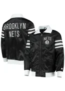 Men's Nets Starter Black Captain II Varsity Jacket