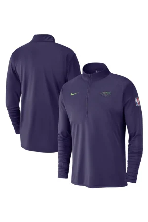 Men's New Orleans Pelicans Nike Purple 2024/25 City Edition Authentic Coaches Performance Half-Zip Top