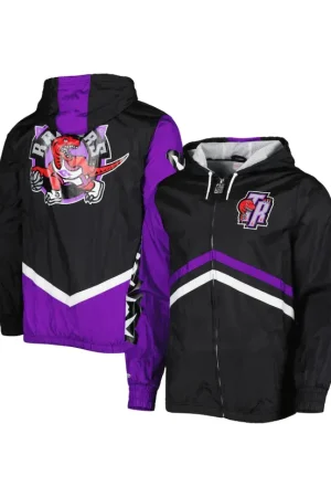 Men's Toronto Raptors Mitchell & Ness Black Undeniable Full-Zip Windbreaker Jacket