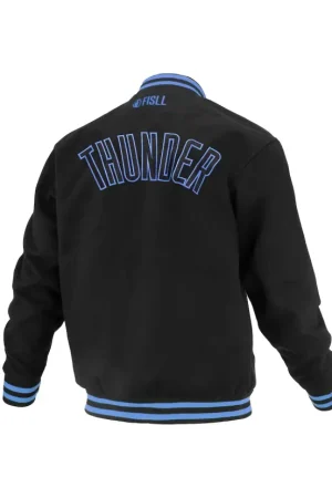 Unisex Oklahoma City Thunder FISLL Black Logoman Shadow Collection Full-Snap Varsity Jacket