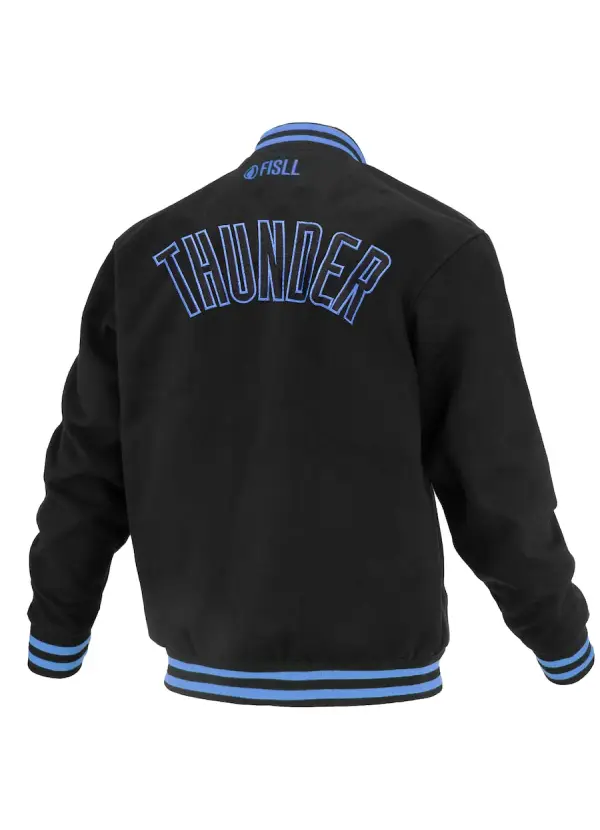 Unisex Oklahoma City Thunder FISLL Black Logoman Shadow Collection Full-Snap Varsity Jacket 2 Unisex Oklahoma City Thunder FISLL Black Logoman Shadow Collection Full-Snap Varsity Jacket - Image 2