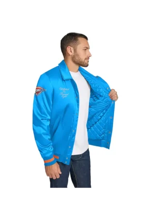 Men's Oklahoma City Thunder Tommy Jeans Blue Jacob Chain Stitch Applique Full-Snap Varsity Jacket
