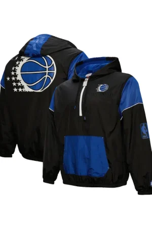 Unisex Orlando Magic Mitchell & Ness Black Hardwood Classics Team OG 3.0 Anorak Half-Zip Windbreaker Jacket