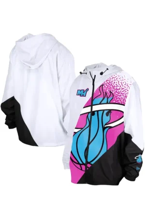 Men's Miami Heat New Era White 2024/25 City Edition Full-Zip Windbreaker Jacket
