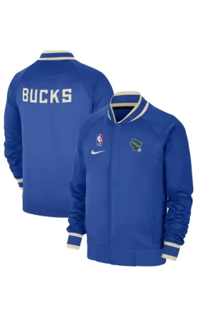 Men's Milwaukee Bucks Nike Royal 2024/25 City Edition Authentic Showtime Performance Full-Zip Jacket