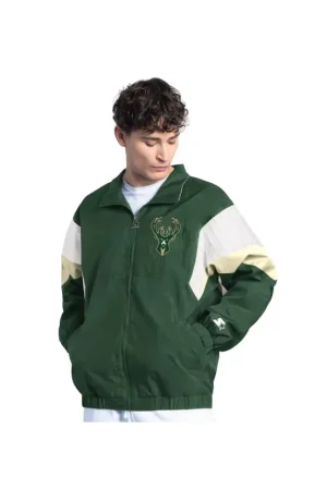 Men's Milwaukee Bucks Starter Hunter Green Yard Line Full-Zip Jacket