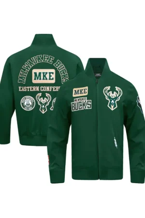 Men's Milwaukee Bucks Pro Standard Hunter Green Area Code Twill Full-Zip Jacket