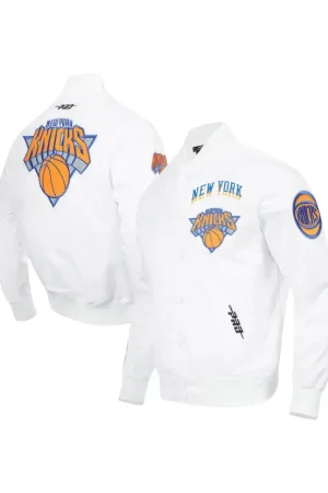Men's New York Knicks Pro Standard White 2024/25 City Edition Chenille Satin Full-Snap Jacket