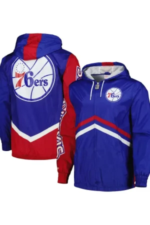 Men's Philadelphia 76ers Mitchell & Ness Royal Undeniable Full-Zip Windbreaker Jacket