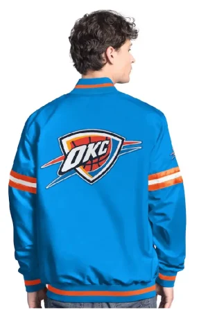 Men's Oklahoma City Thunder Starter Blue/Orange Scout Full Snap Varsity Jacket