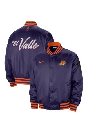 Men's Phoenix Suns Nike Purple 2023/24 City Edition Courtside Premier Full-Snap Bomber Jacket
