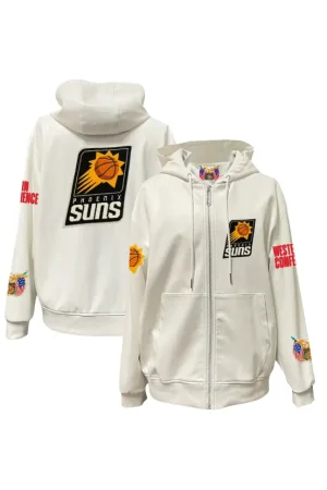 Men's Phoenix Suns Jeff Hamilton White Vegan Leather Full-Zip Hoodie