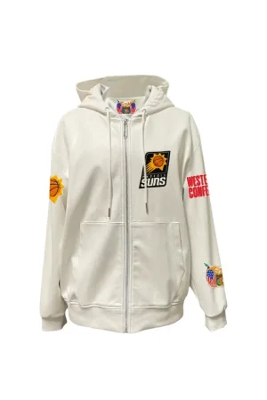 Men's Phoenix Suns Jeff Hamilton White Vegan Leather Full-Zip Hoodie