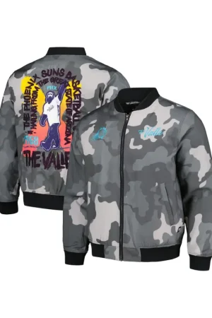Unisex Phoenix Suns The Wild Collective Gray 2023/24 City Edition Camo Bomber Full-Zip Jacket