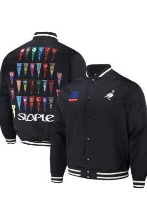 Men's NBA x Staple Black All Teams Pennant Woven Full-Snap Jacket