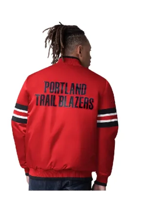 Men's Portland Trail Blazers Starter Red Scout Varsity Satin Full-Snap Jacket