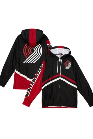 Men's Portland Trail Blazers Mitchell & Ness Black Undeniable Full-Zip Windbreaker Jacket