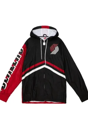 Men's Portland Trail Blazers Mitchell & Ness Black Undeniable Full-Zip Windbreaker Jacket