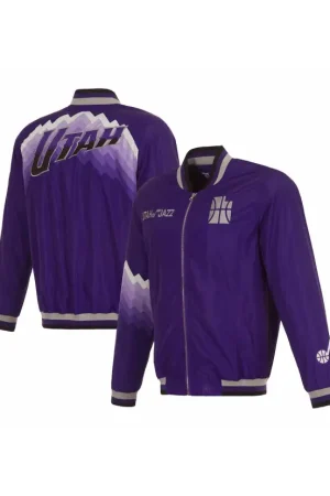 Men's Utah Jazz JH Design Purple 2023/24 City Edition Nylon Full-Zip Bomber Jacket