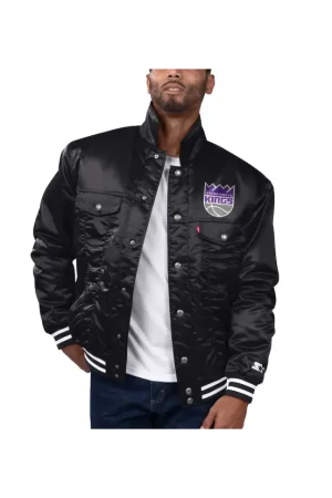 Men's Sacramento Kings Starter x Levi's Purple Silver Label Trucker Satin Full-Snap Jacket