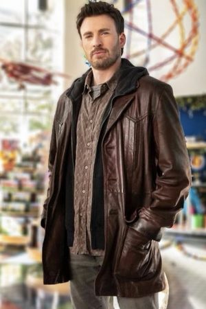 Red One Movie 2023 Chris Evans Brown Leather Coat