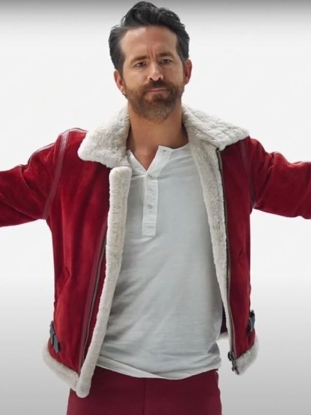 Ryan Reynolds Spirited Red Shearling Leather Jacket 1 Ryan Reynolds Spirited Red Shearling Leather Jacket