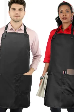 Super Light Apron - Pocket, Towel Loop, Leather Reinforcement - Kitchen Bib Apron - Cook, Chef, Server, Barista