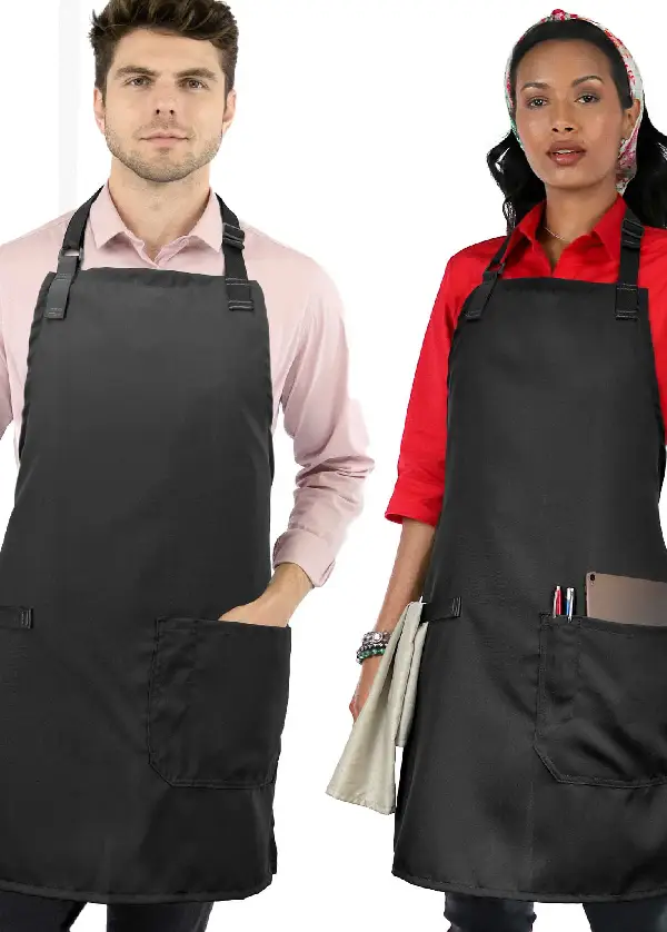 Super Light Apron - Pocket, Towel Loop, Leather Reinforcement - Kitchen Bib Apron - Cook, Chef, Server, Barista 3 Super Light Apron - Pocket