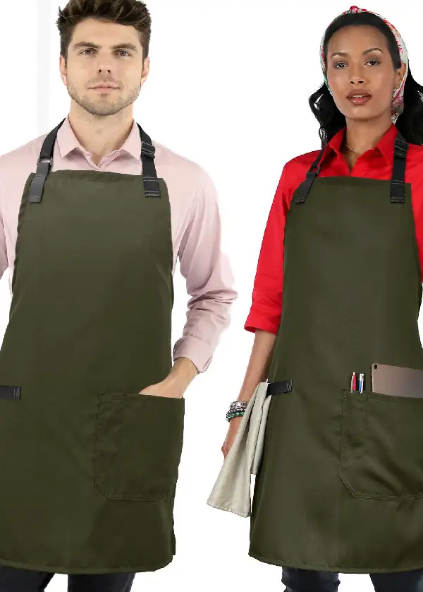 Super Light Apron - Pocket, Towel Loop, Leather Reinforcement - Kitchen Bib Apron - Cook, Chef, Server, Barista 1 Super Light Apron - Pocket