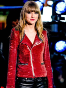 Taylor Swift Red Sequin Moto Jacket