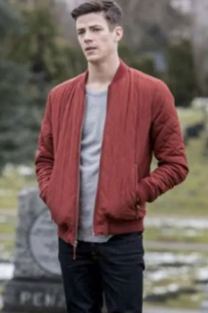 The Flash S05 Grant Gustin Red Quilted Jacket