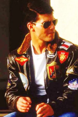 Tom Cruise Maverick Top Gun Black Navy Leather Jacket